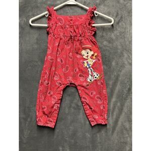Disney Baby Romper Girl 12-18 Months Red Paisley Toy Story Jessie Organic Cotton